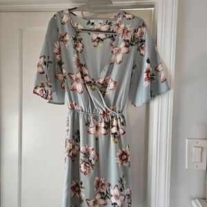 Mine Floral Midi Dress in Blue and Pink